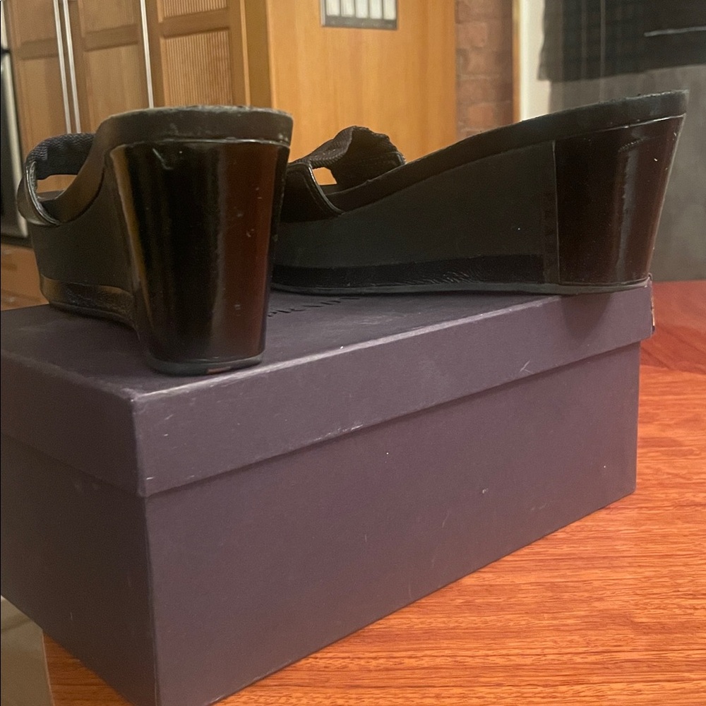Prada Women's Elegant Black Wedge Slides - Picture 5 of 6